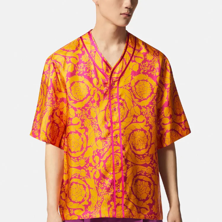 VERSACE Shirts Men Yellow Pink-1