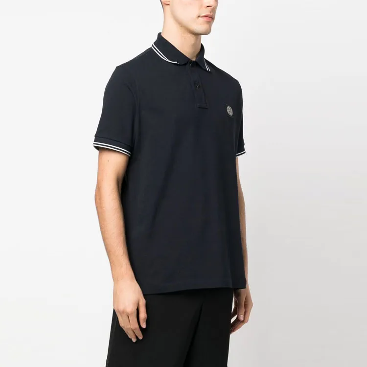 STONE ISLAND Logo Patch Short Sleeved Polo Shirt-3