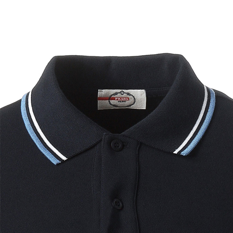 【希少❗️】PRADA ネイビー ポロシャツ　黒タグ　トリコロール　M PRADA Polo Shirts Men Blue Black - POIZON