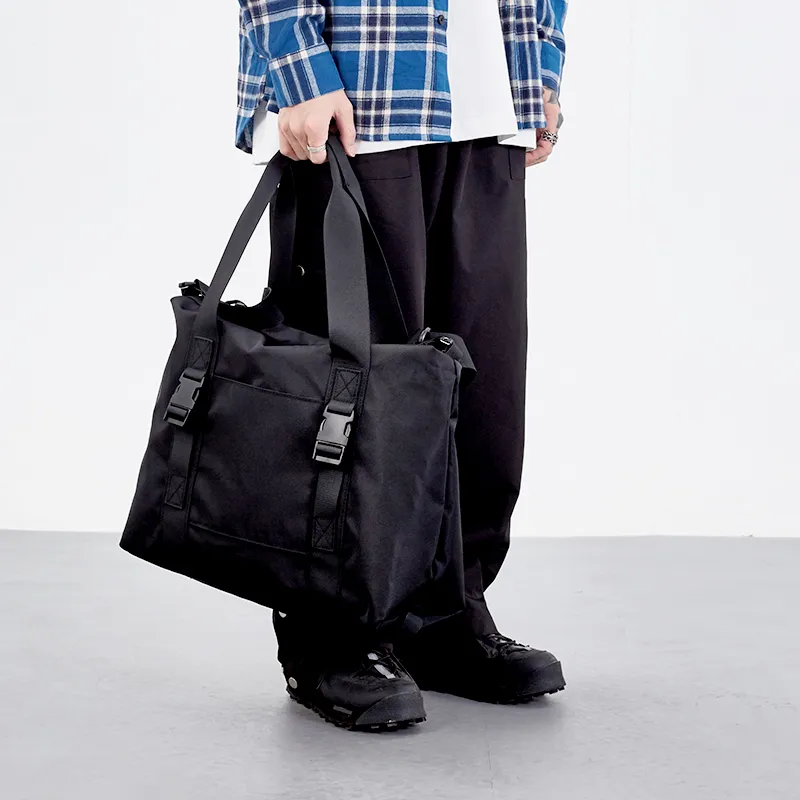 MYEDITION Travel Bag, Handbag, Shoulder Bag Nylon Fabric Black Unisex-10