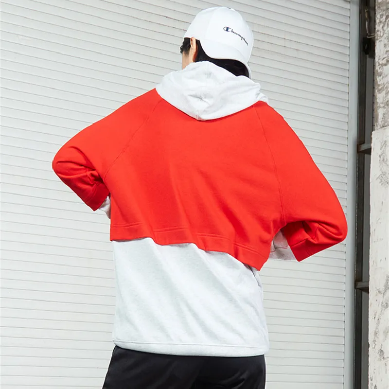 Champion Hooded Loose Fit Regular Sweatshirt Women's Red White-2