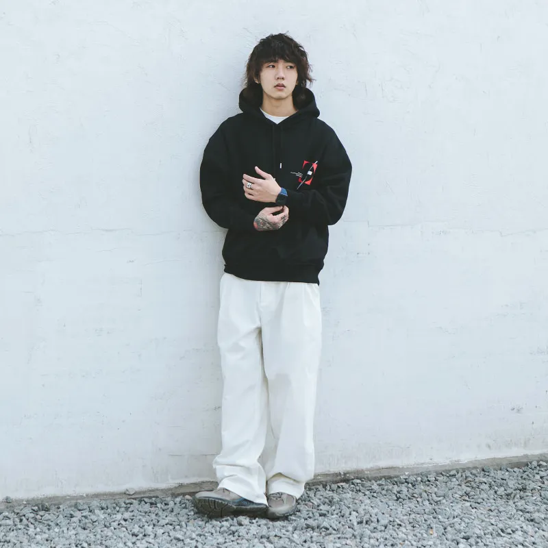 ROARINGWILD SS21 Hooded Loose Fit Regular Sweatshirt Unisex Black-2