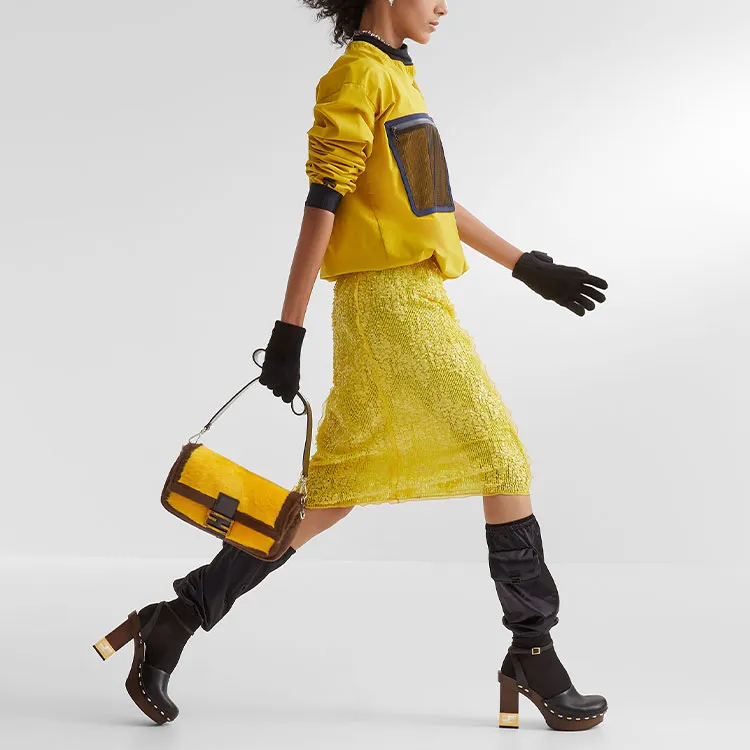 FENDI Casual Long Skirts Women's Yellow-2