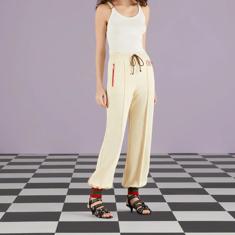 GUCCI Knitted Sweatpants Women's Beige-3