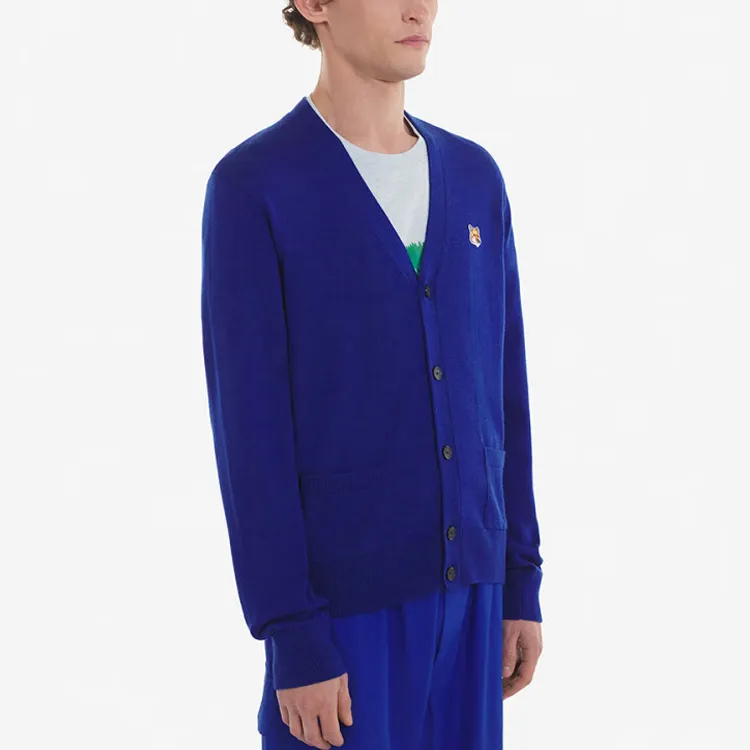 Maison Kitsune Chillax Fox Patch V Neck Cardigan-3