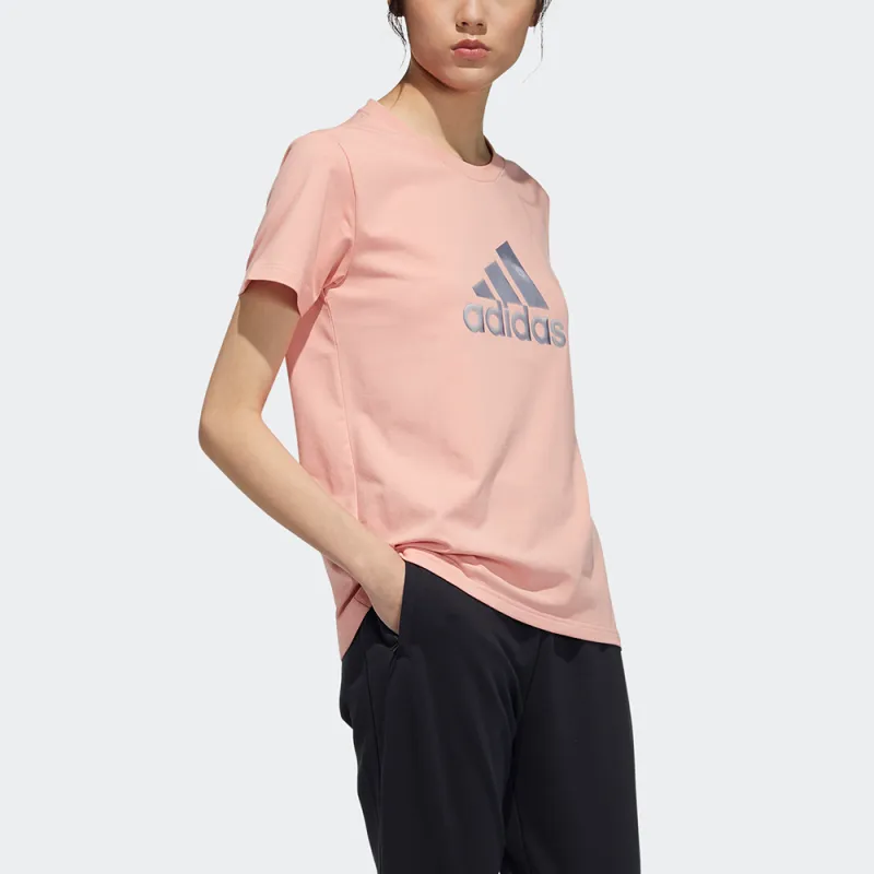 Adidas Set in Sleeve T Shirt Women's Pink-3