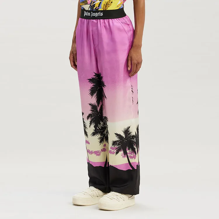 PALM ANGELS Sunset Printed High Waist Pajama Pants-3