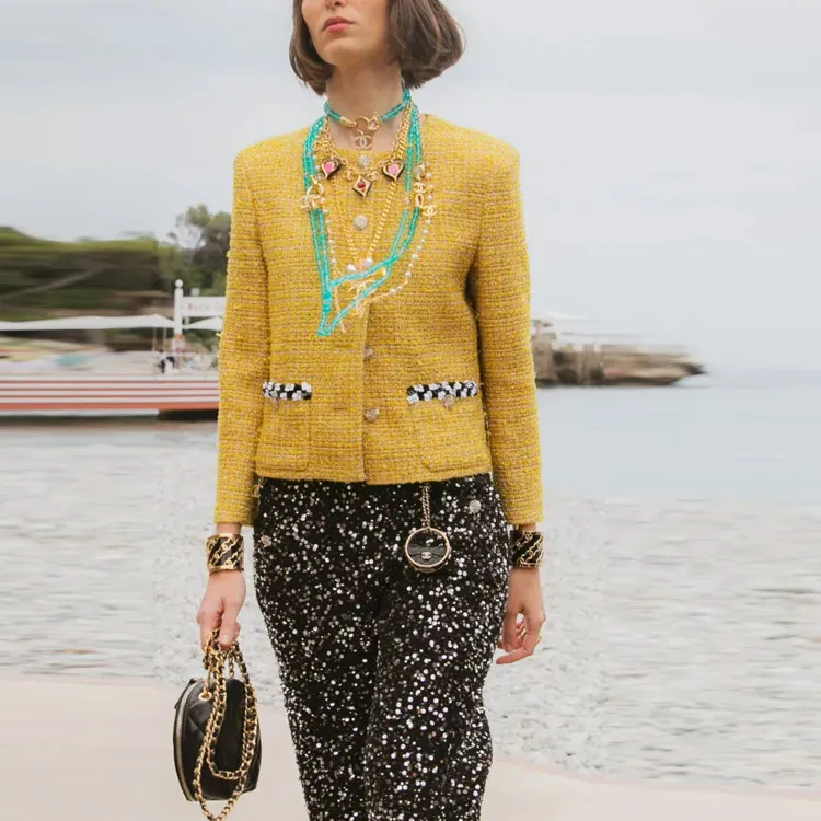CHANEL Jackets Women's Yellow-2