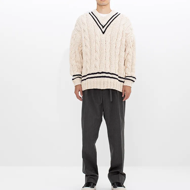 Visvim Cable Knit V Neck Jumper-6