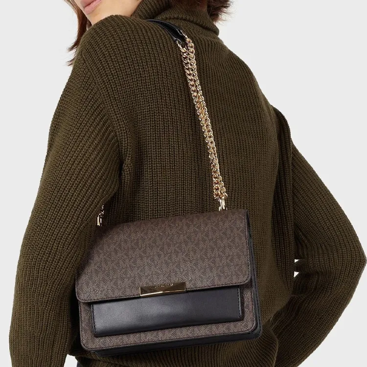 MICHAEL KORS MICHAEL KORS Handbag Collection Jade Leather Portable Crossbody Bag Shoulder Bag Women's Brown Black-6