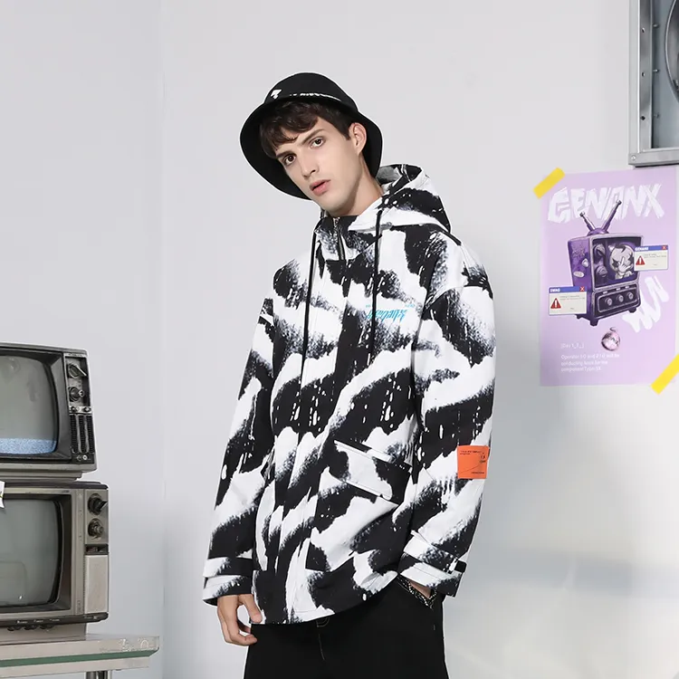 GENANX Jackets Unisex Black/White-3