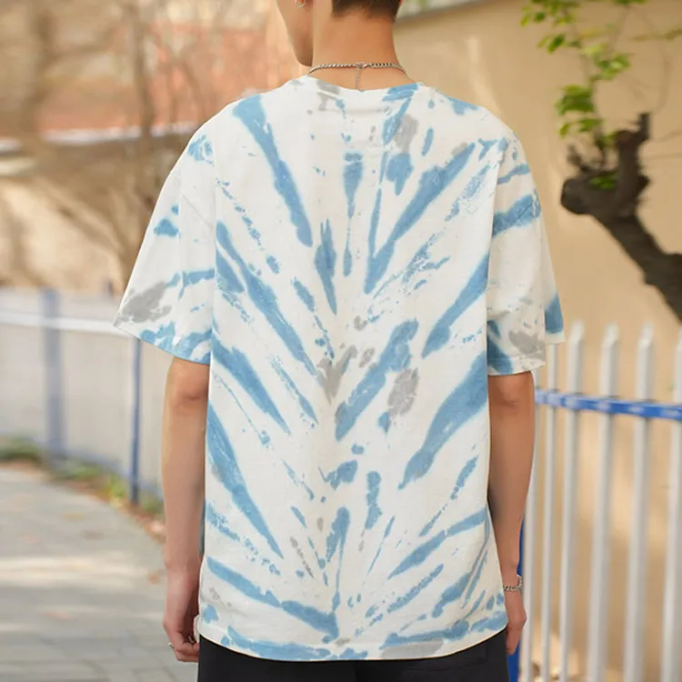 Vans T Shirts Unisex Gray Blue Tie Dye Print-2
