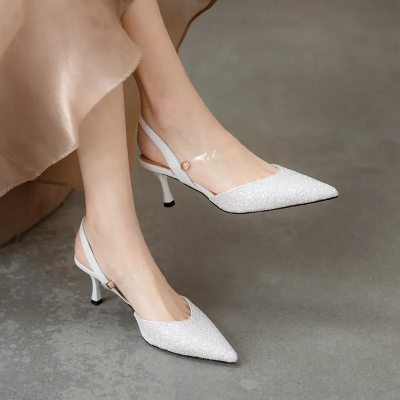 CAMEIDO High Heels Women's White-3