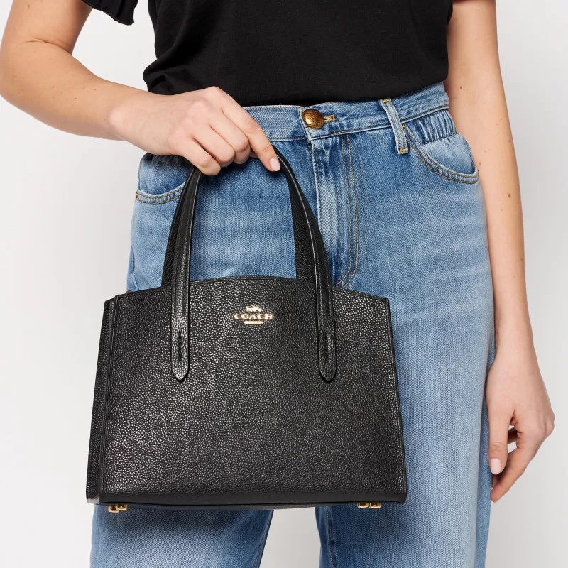 COACH Charlie Leather Shoulder Bag, Crossbody Bag, Handbag Tubas Women's Black-7