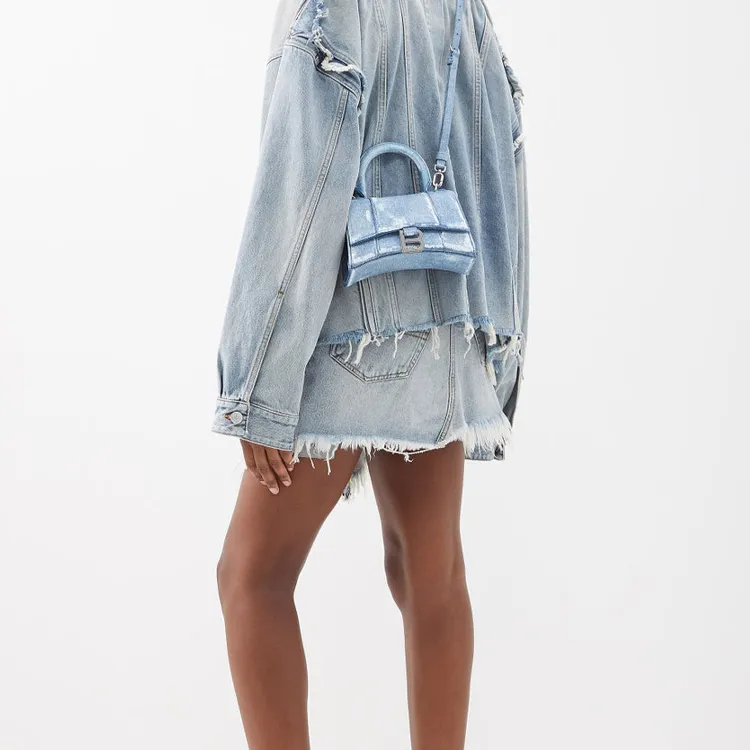 Balenciaga Hourglass Denim Handbag Extra Small Women's Denim Blue-7