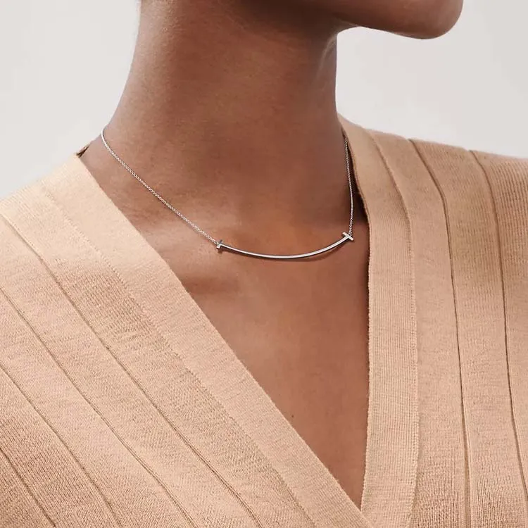 TIFFANY & CO. T 18K White Gold Necklaces Women's-1