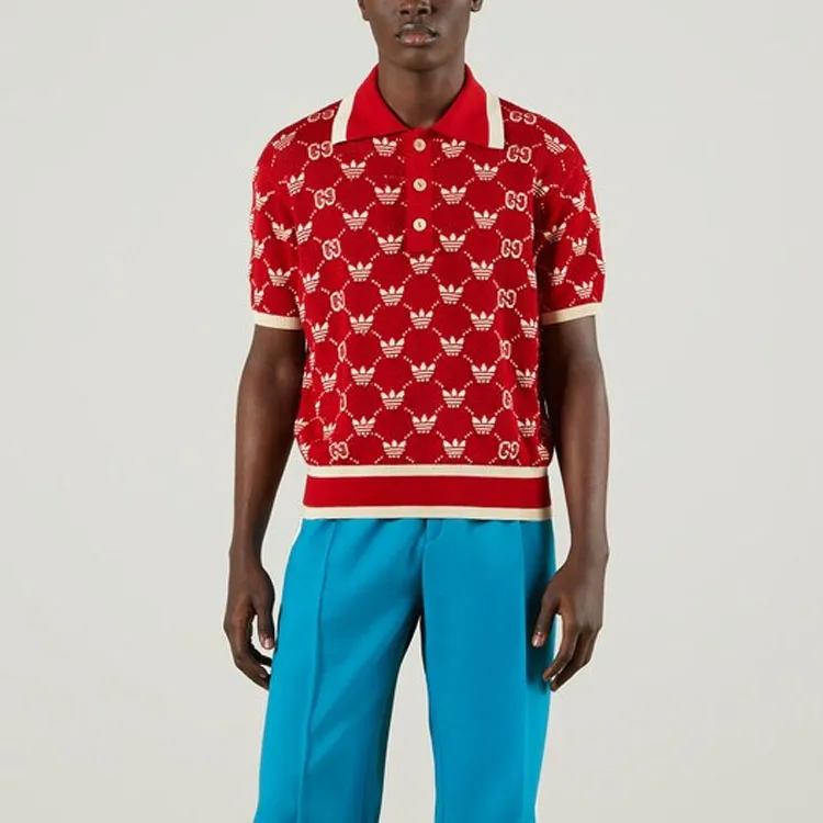 Adidas X GUCCI Polo Shirts Men Red-2