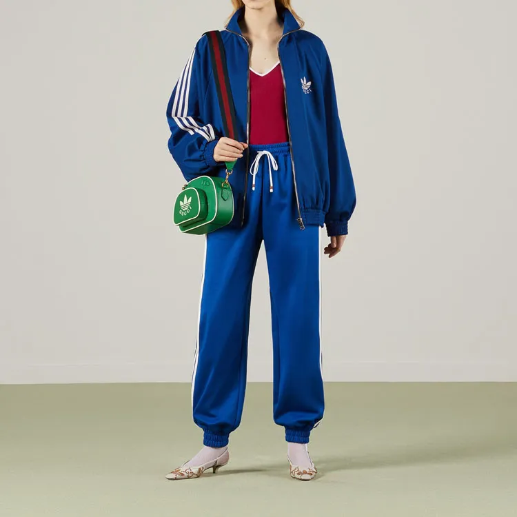 GUCCI X Adidas Cotton Jersey Zip Jacket Blue-1