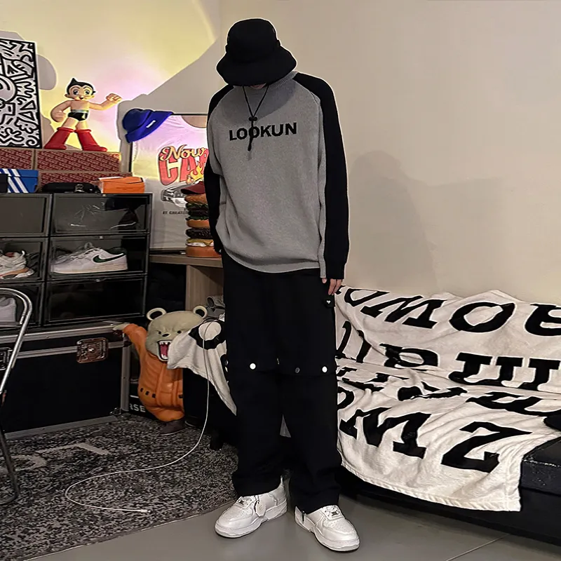 LOOKUN Casual Pants Men Black-1
