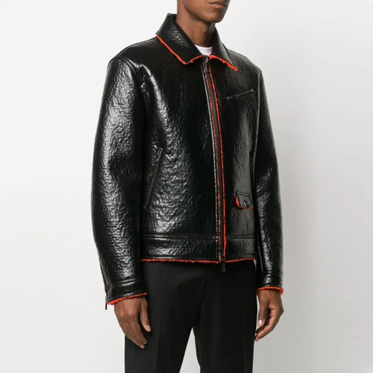 Valentino Leather Jacket Men's Black-5
