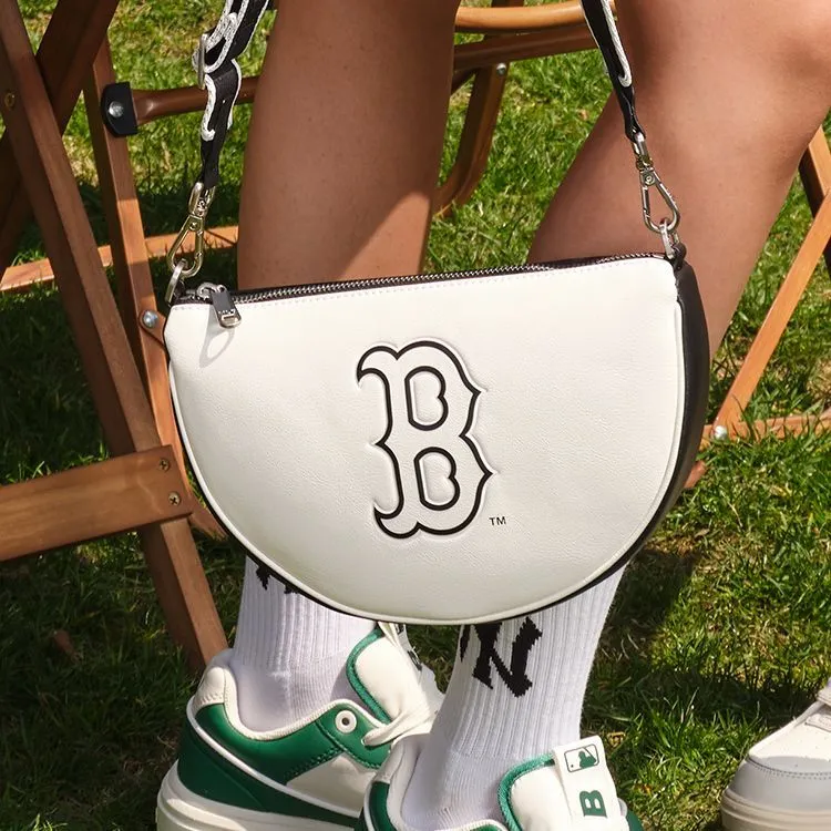 MLB Artificial Leather Dumpling Bag Shoulder Bag Crossbody Bag Regular Unisex Black White-11