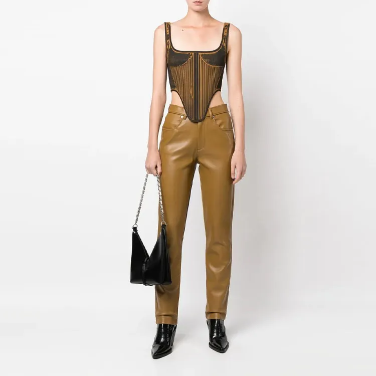 DIESEL Leather effect Straight leg Trousers-1