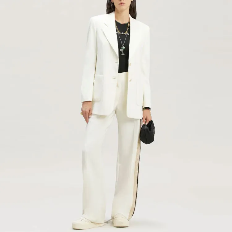 PALM ANGELS Knit Tape Blazer White-1