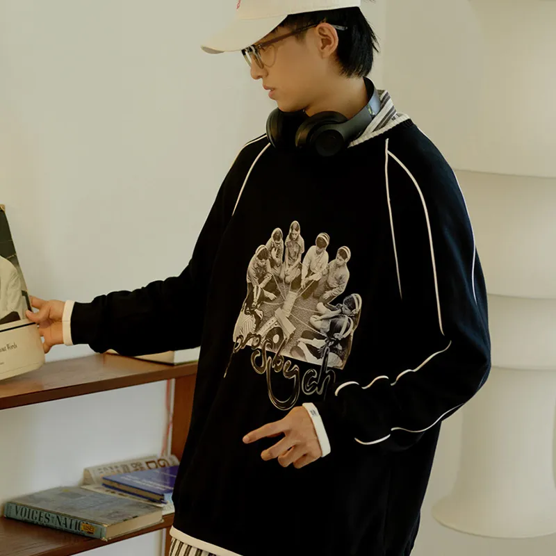 PROS BY CH Crew Neck Loose Fit Regular Sweatshirt Fall Unisex-2
