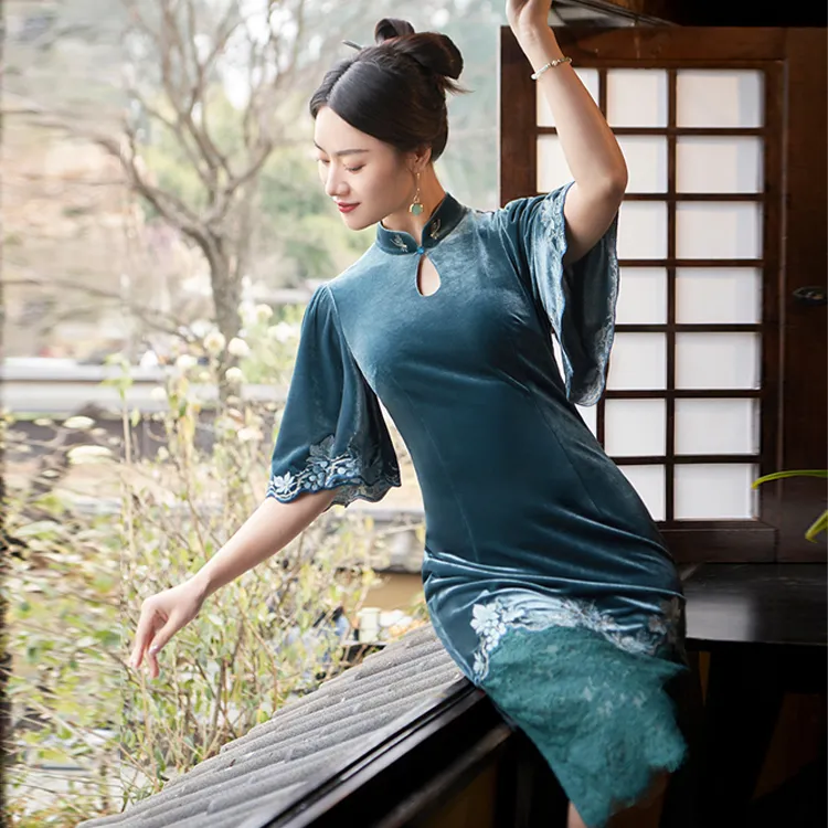 Shimiko Cheongsams Women's Halfway Through The Spring Blossom-1
