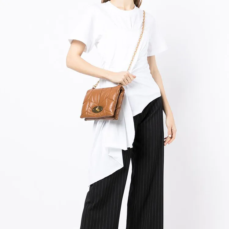 Mulberry Leather Shoulder Bag, Crossbody Bag Women's Brown-4