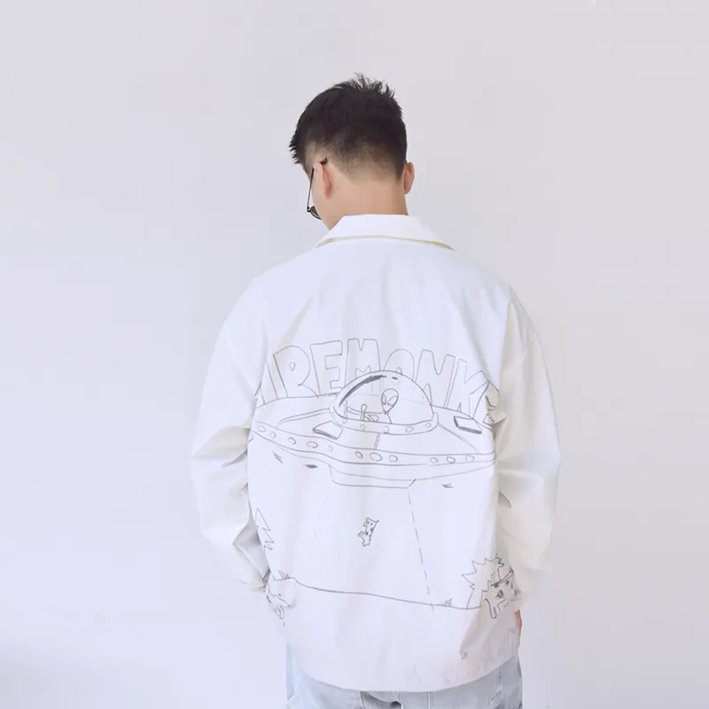 FireMonkey Loose Fit Jacket Unisex White-4