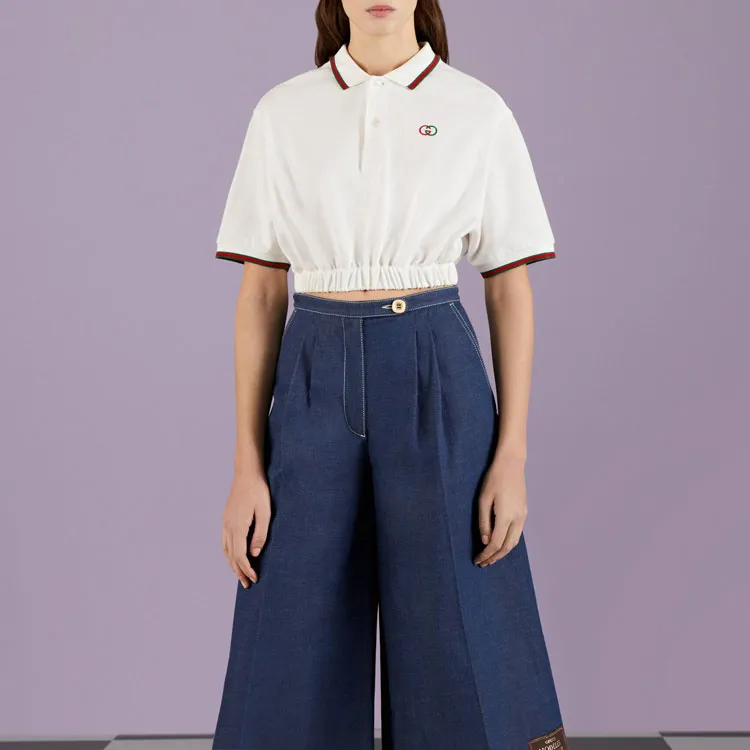 GUCCI Embroidered logo Short sleeved Polo Shirt-3