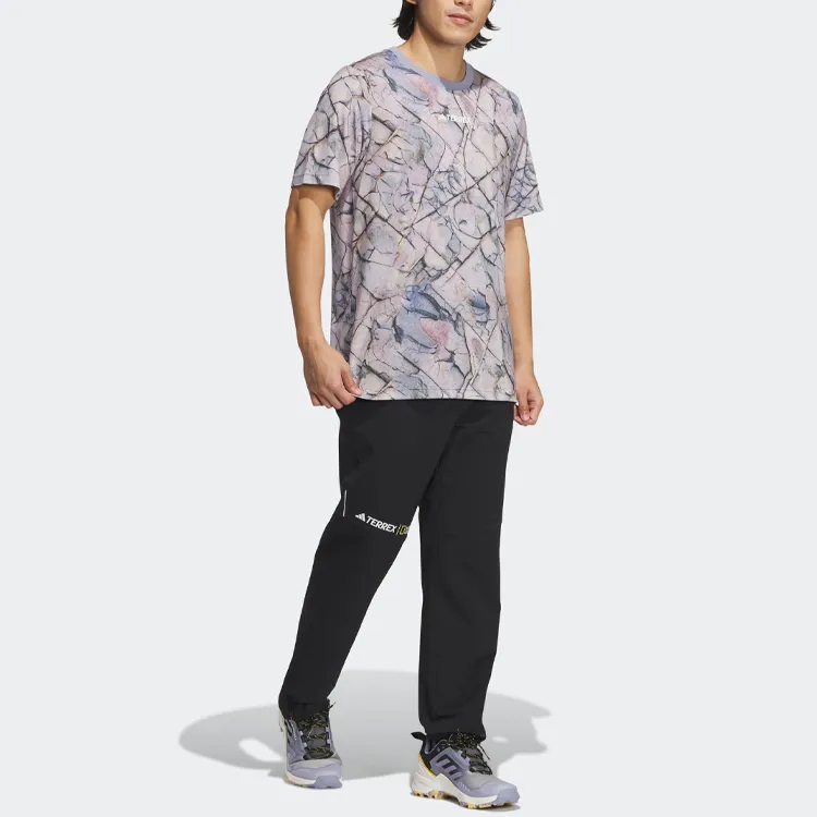 Adidas T Shirts Unisex Silver Gray Violet-6