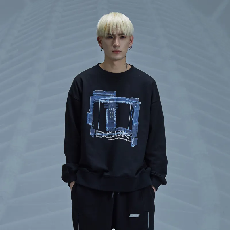 ENSHADOWER Crew Neck Loose Fit Sweatshirt Unisex Black-3