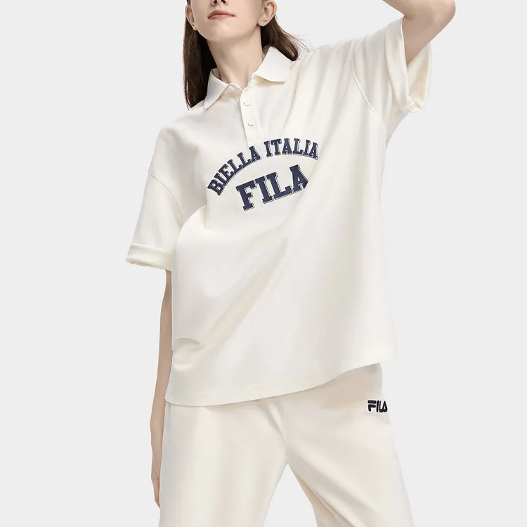 FILA Valentine's Day Collection Polo Shirts Unisex Milk Salt White-2