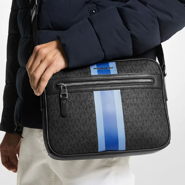 MICHAEL KORS Hudson Camera Bag Shoulder Bag Crossbody Bag Men's Black & Blue-3