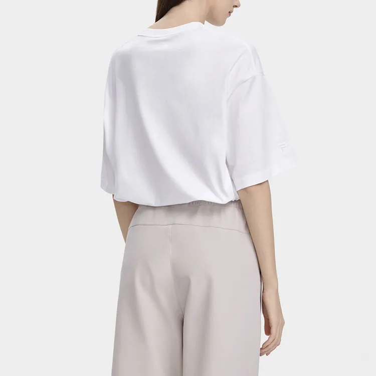 FILA Drop Shoulder Sleeve T Shirt Unisex Standard White-3
