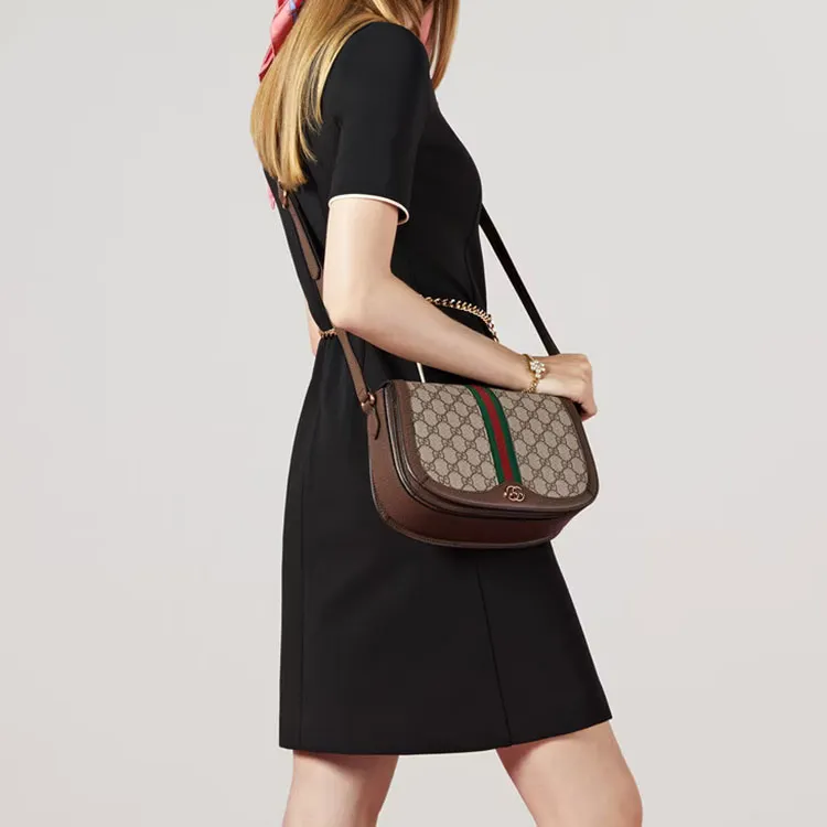 GUCCI Ophidia Canvas With Leather Saddle Bag, Crossbody Bag, Shoulder Bag Women's-7