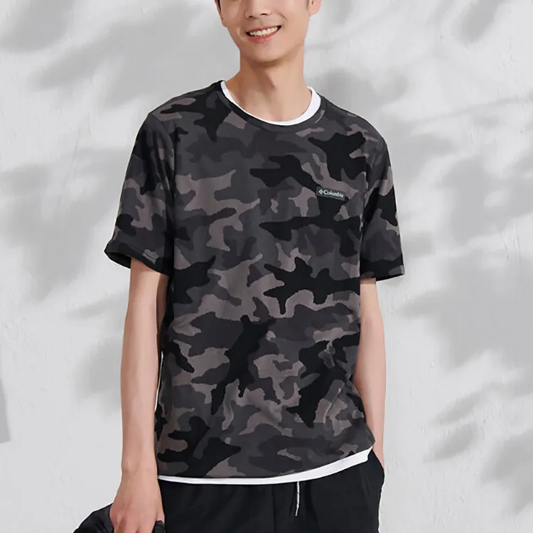 Columbia Crew Neck Fitted Straight Short-Sleeved T-Shirt Men's Camouflage-2
