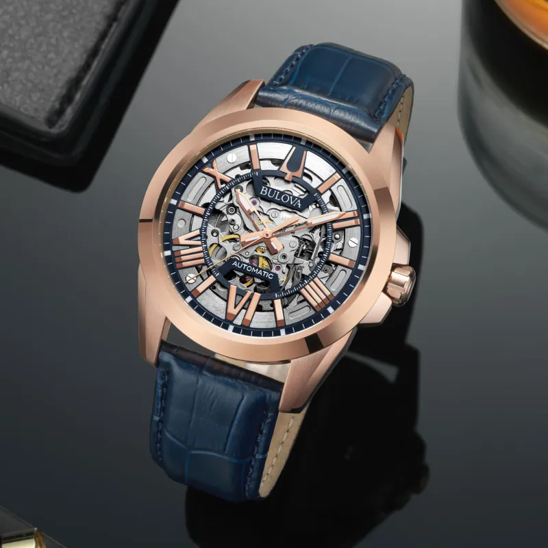 BULOVA Wrist Watch Mechanical Movement Artificial Leather Strap Silver Dial Men's Watches-7
