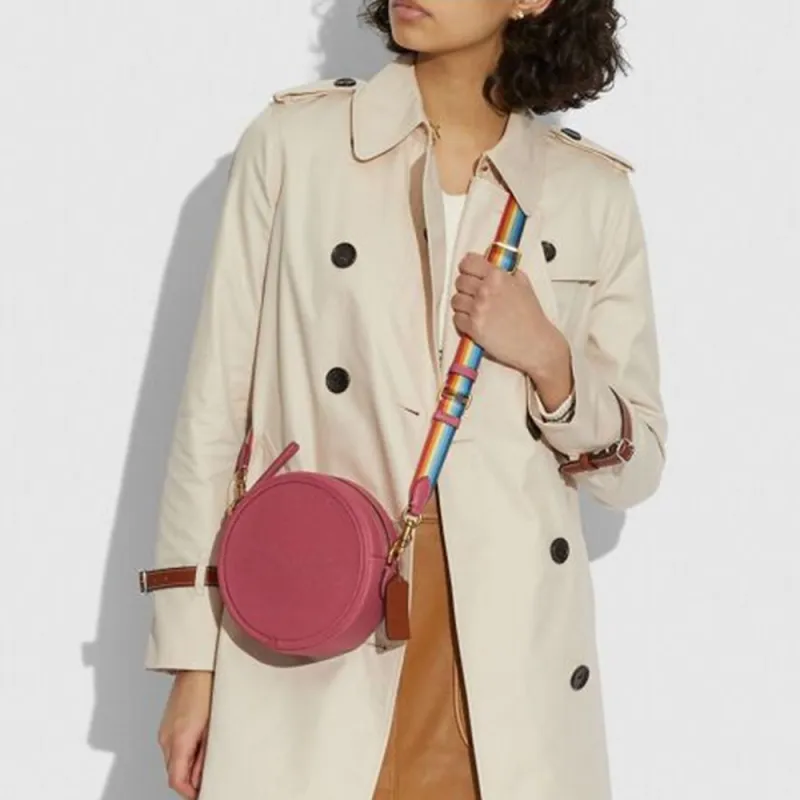COACH Kia Pebbled Leather Cylinder Bag Shoulder Bag Handbag Crossbody Bag Regular Women's Brass/Rogue Red Plum Red-6