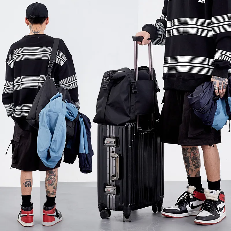 MYEDITION Travel Bag, Handbag, Shoulder Bag Nylon Fabric Black Unisex-6