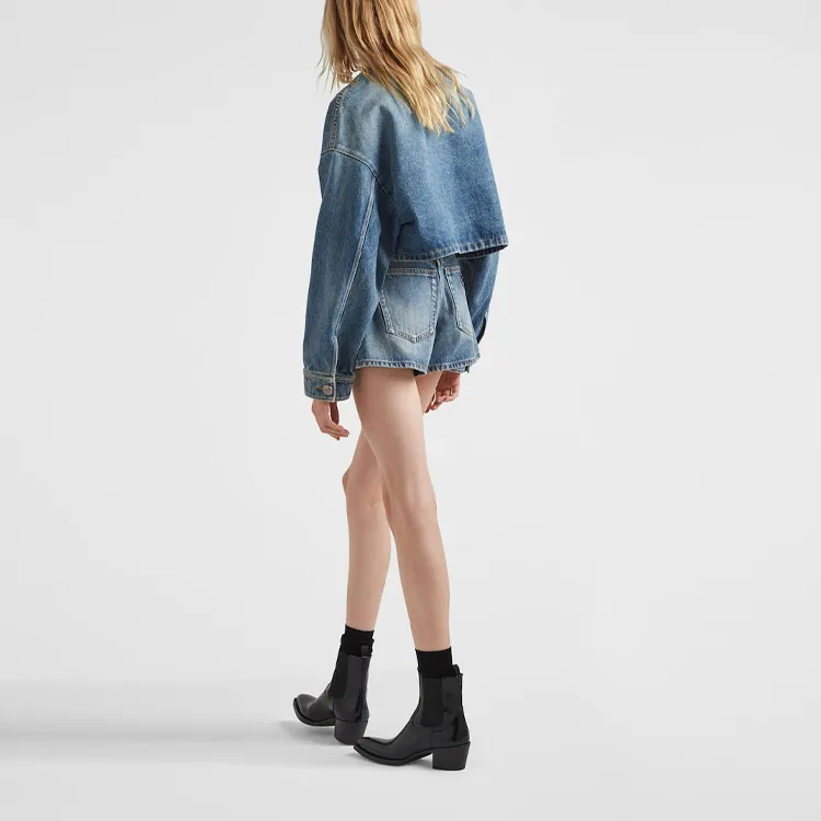 PRADA Triangle logo Denim Blouson Jacket-2