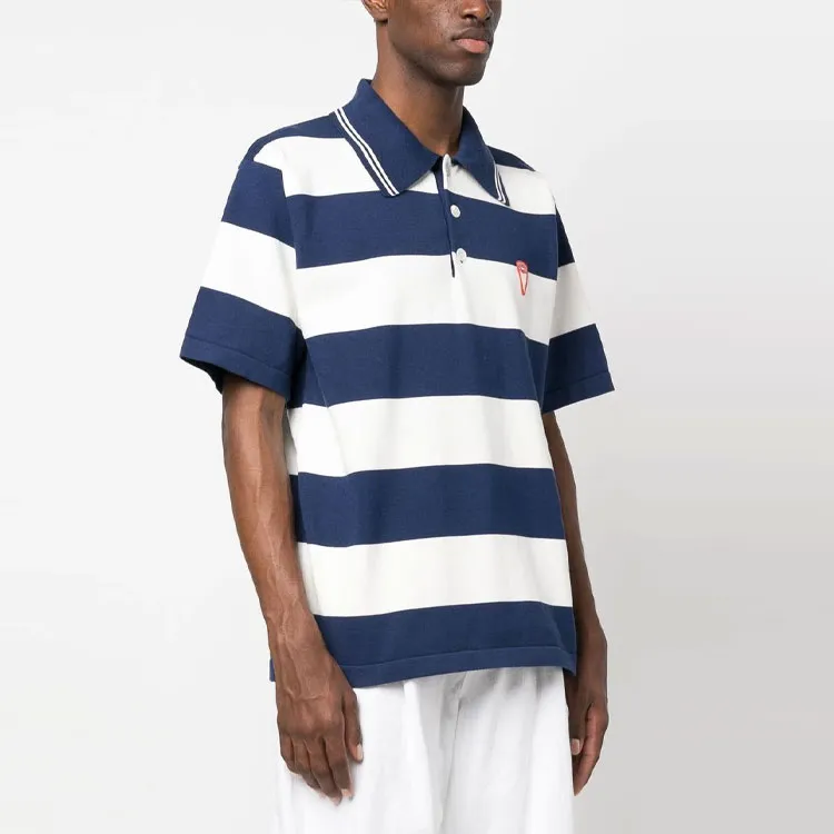 KENZO Logo Patch Short Sleeved Striped Polo Shirt-3