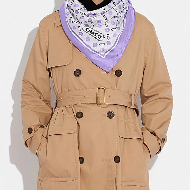COACH Silk Scarf Women's Purple-1