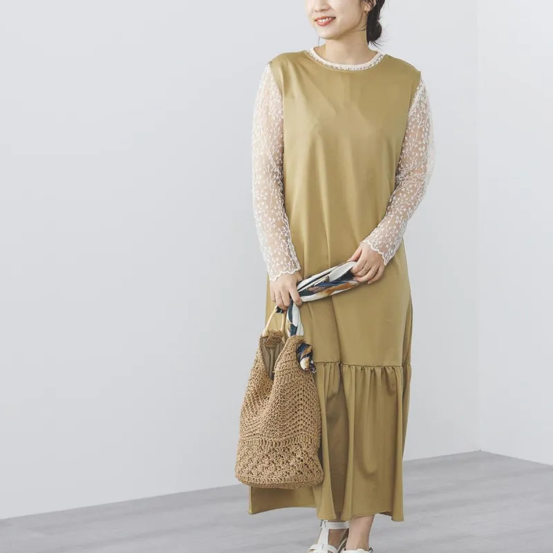 Beams Long Sleeved Dresses Women's Light Umber-1
