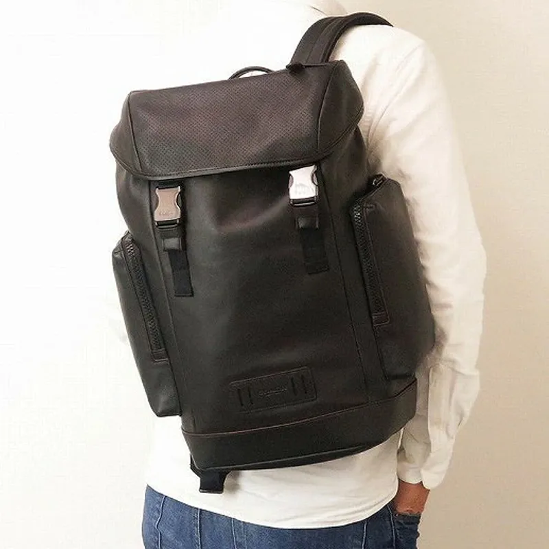 COACH Ranger Leather Backpack Large Size Men's Black-5