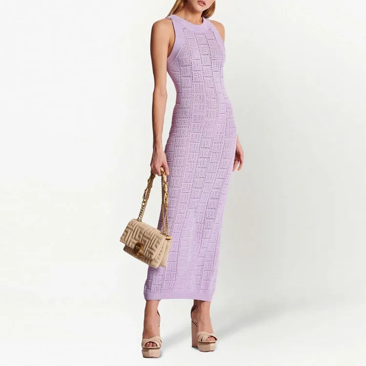 BALMAIN Sleeveless Dresses Women's Purple-1