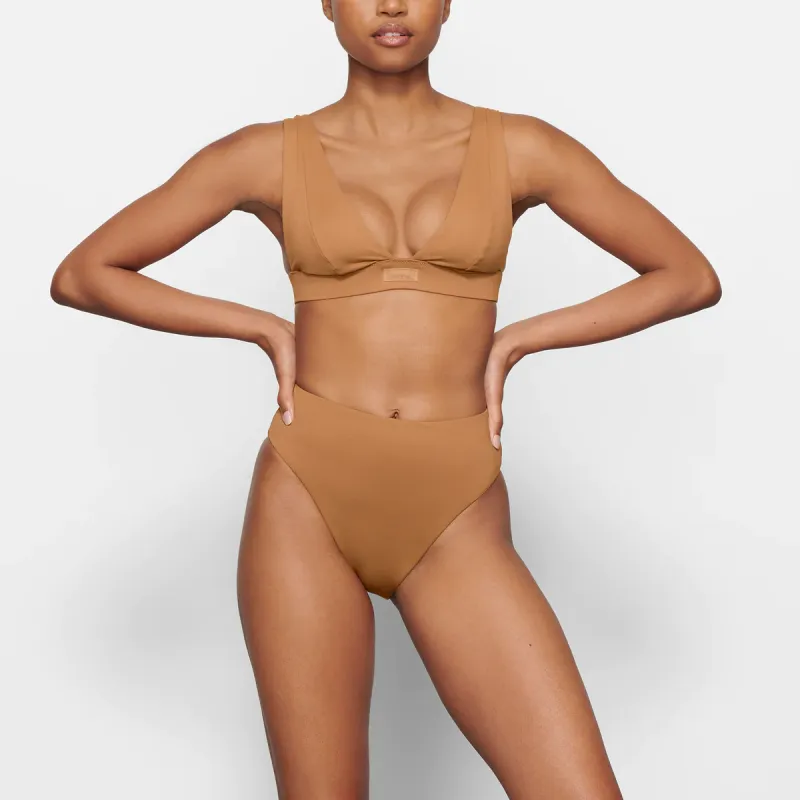 Skims Swim Plunge Bikini Top Almond-1