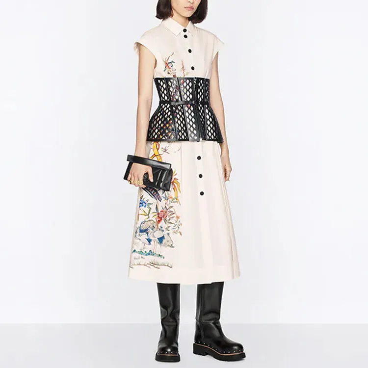 DIOR Sleeveless Dresses Women's White-3